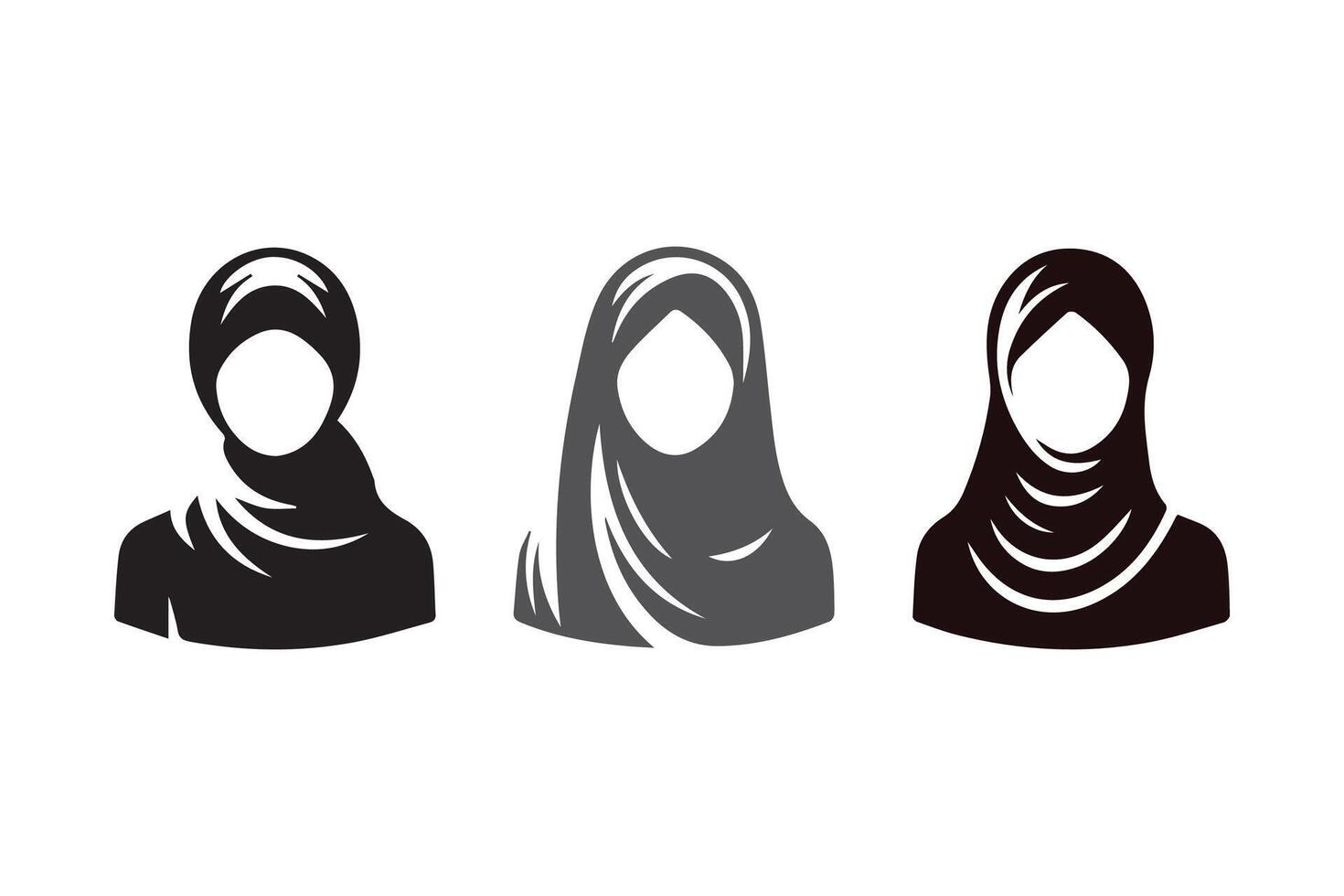 Hijab silhouette icon women's Veil clothing Illustration vector