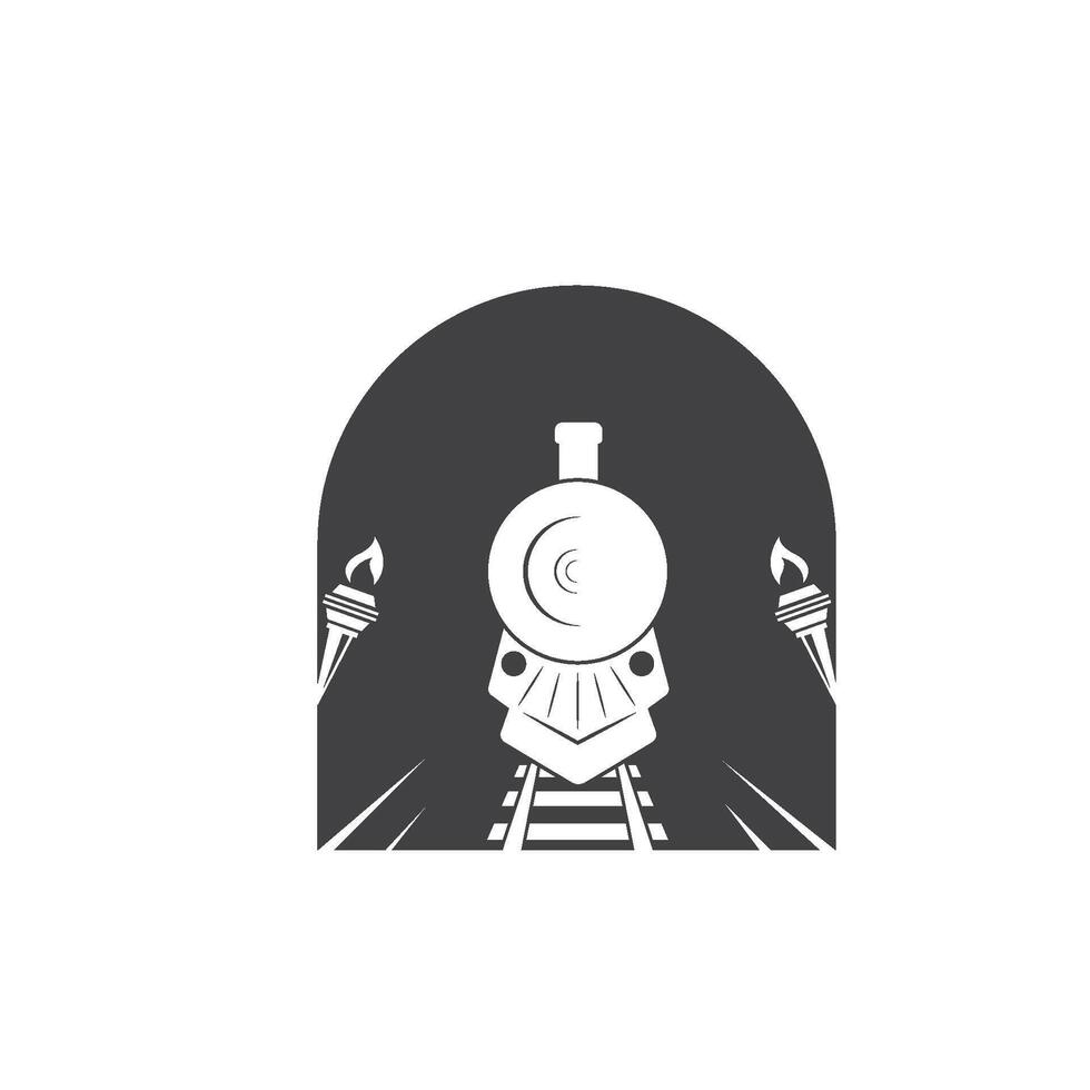 old train coming out of the tunnel illustration design vector