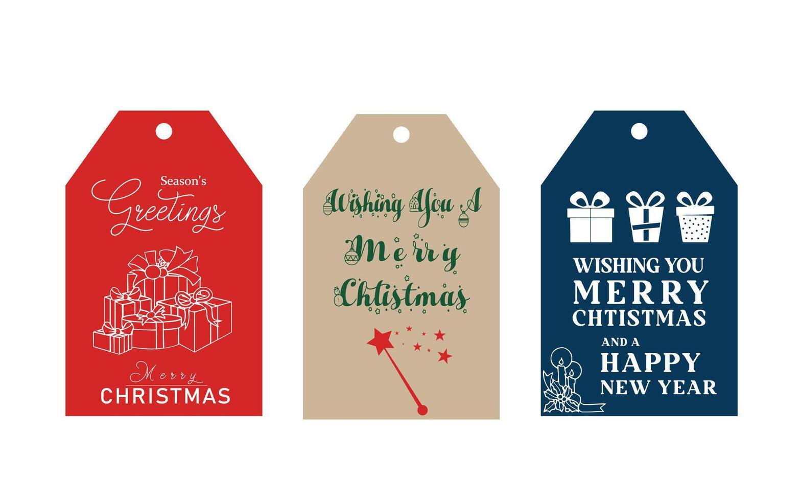 Tag or label for Christmas gift decoration. Merry Christmas gift labels vector