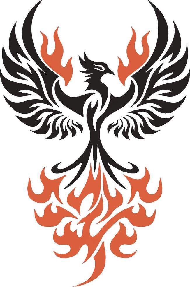 A phoenix with flames on its wings vector
