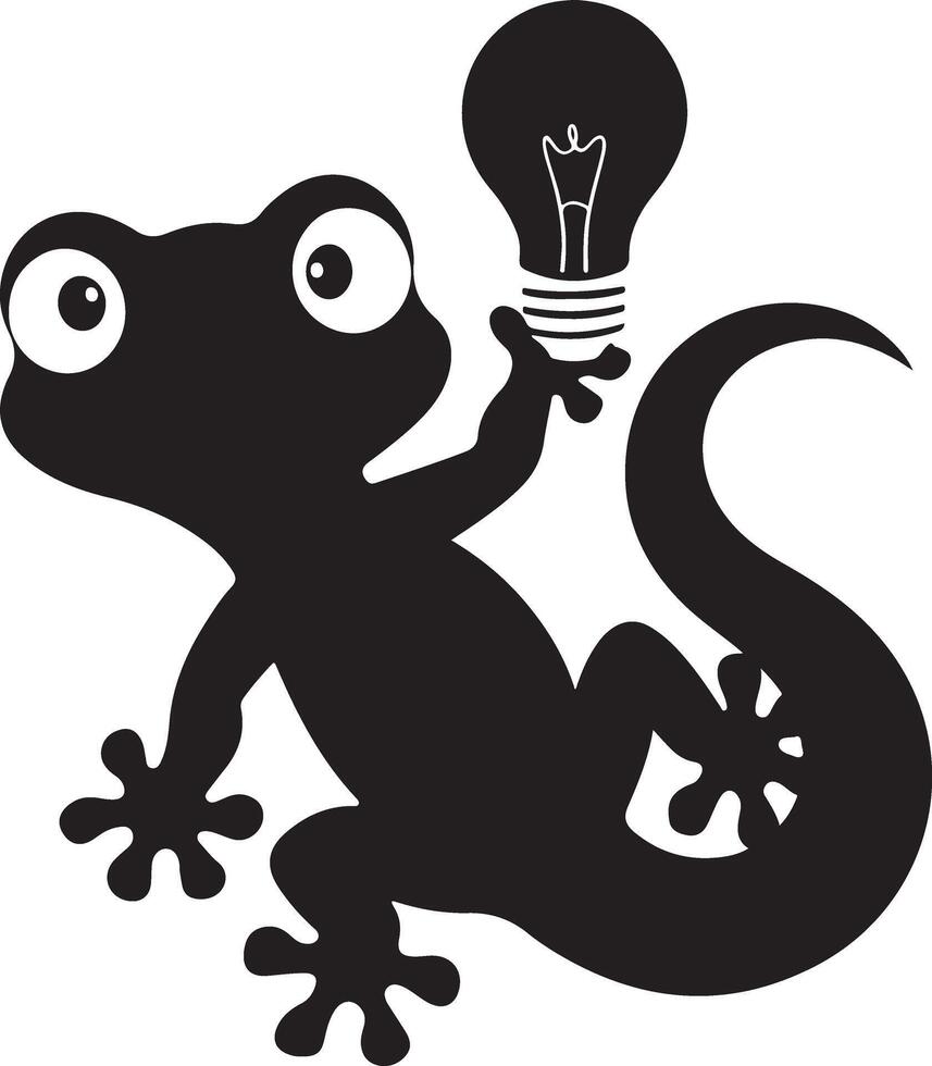 Cute gecko realistic silhouette with light mage with white background vector
