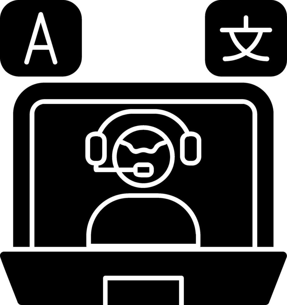 Online Language Teacher Glyph Icon vector