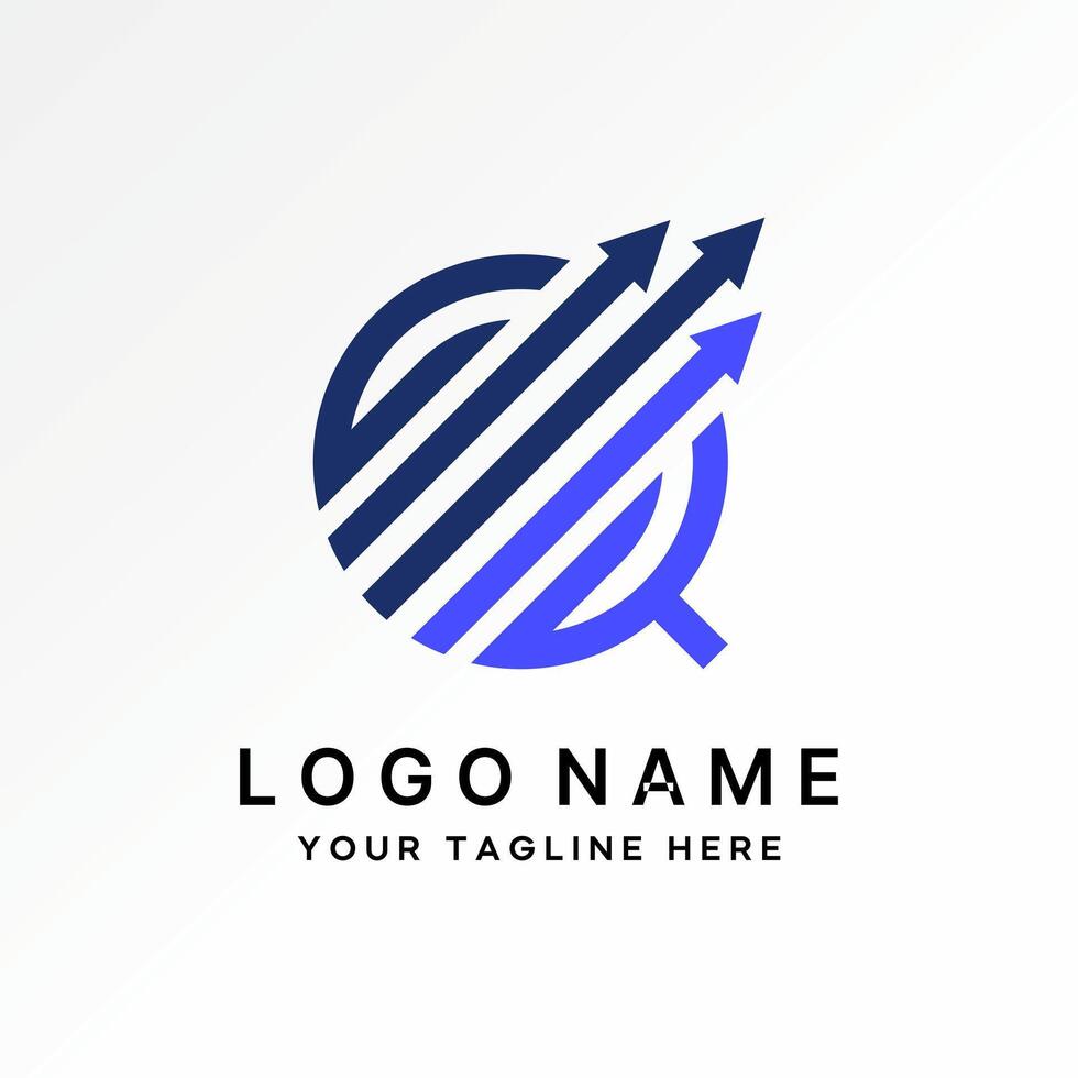 Logo design graphic concept creative premium stock initial line Q font with three arrows tranding increase Related to monogram typography brand vector