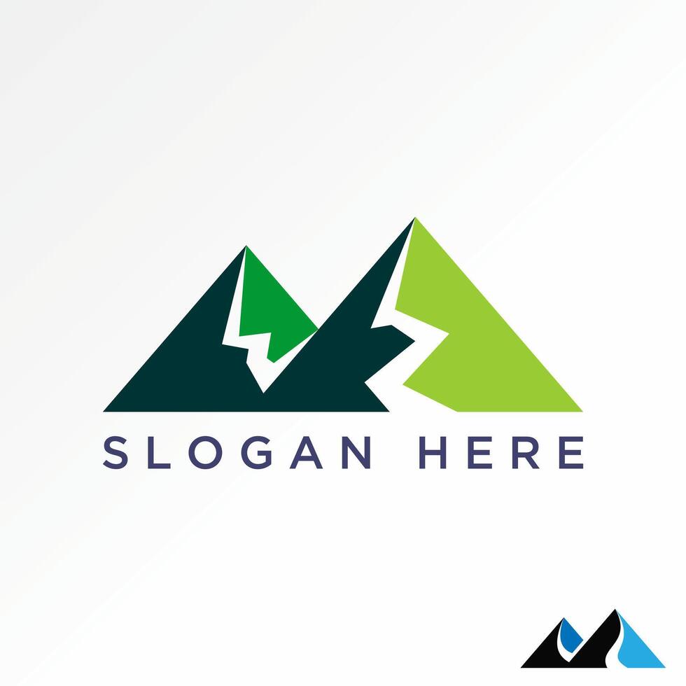 Logo design graphic concept abstract creative premium stock simple two mountains with river road side shadow. Related landscape view adventure vector