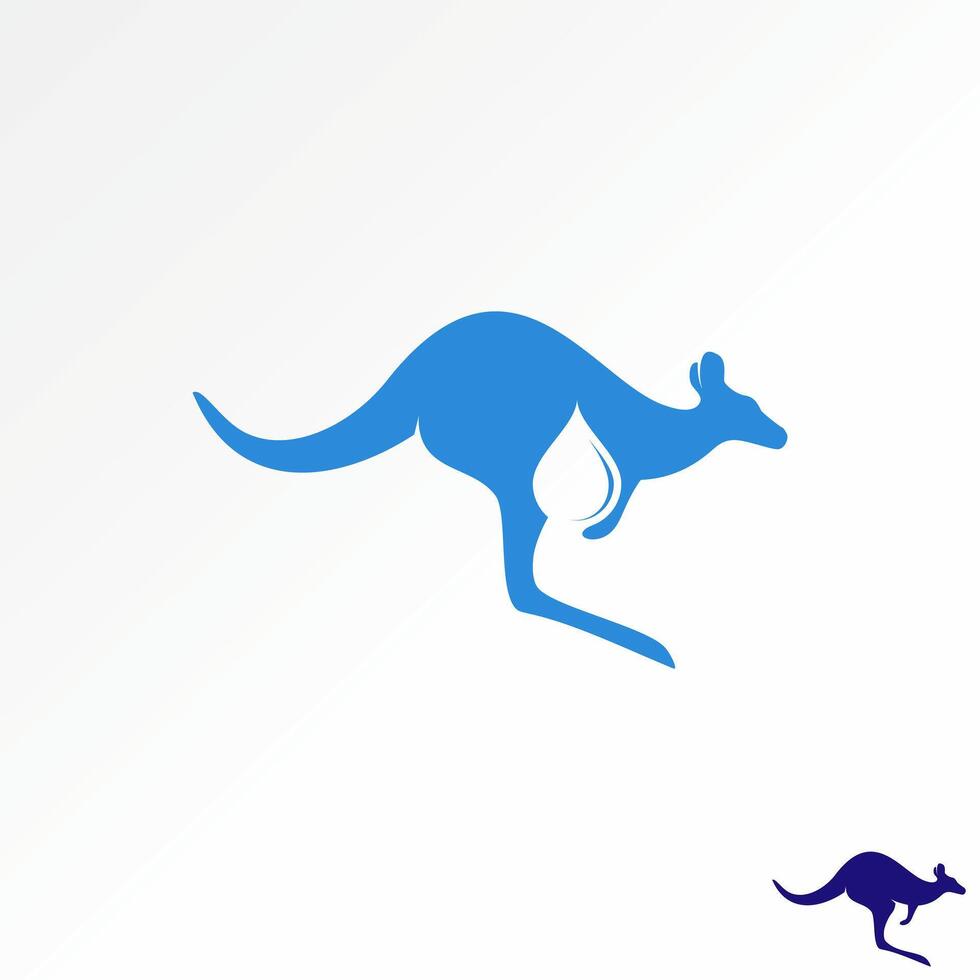 Logo design graphic concept abstract creative premium stock aqua water drop jump kangaroo australia icon. Related nature zoo wild animal mammal vector