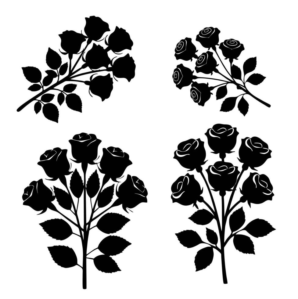 Wonderful silhouette of a classic rose in black and white vector