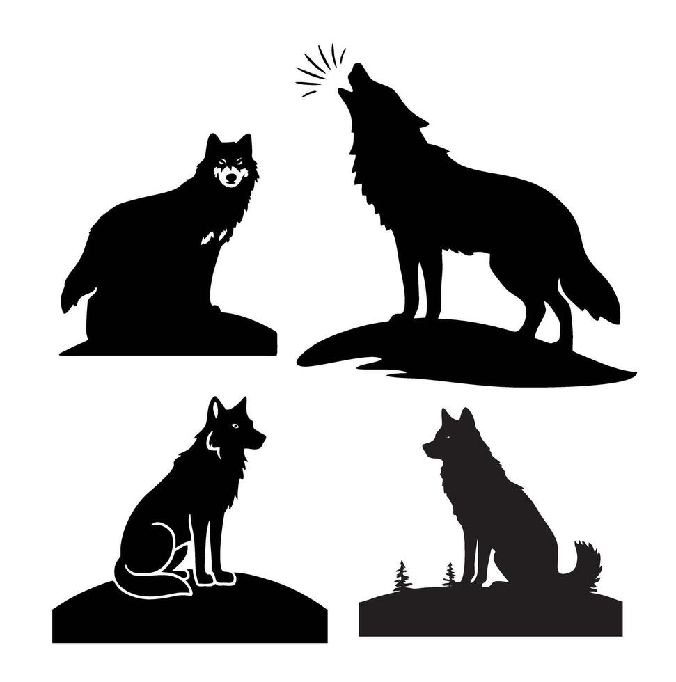 Wolf silhouettes illustration vector
