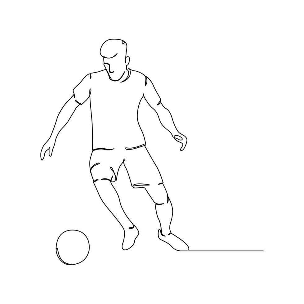 Soccer players, Continuous one line drawing, playing football simple line art design. vector