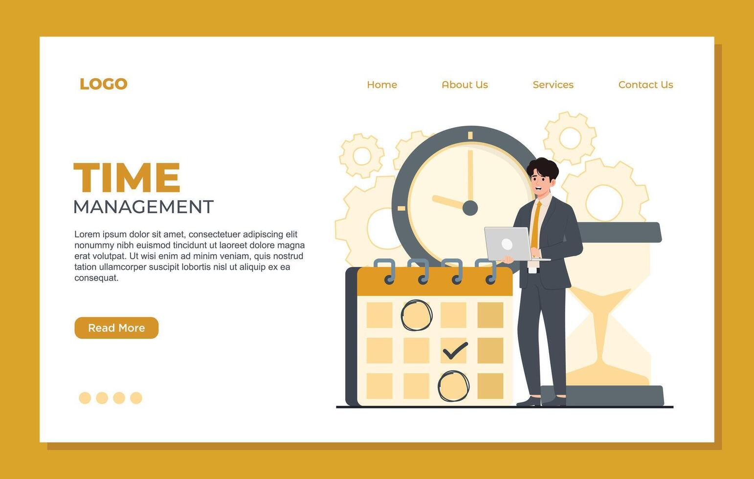 Time management website landing page template vector