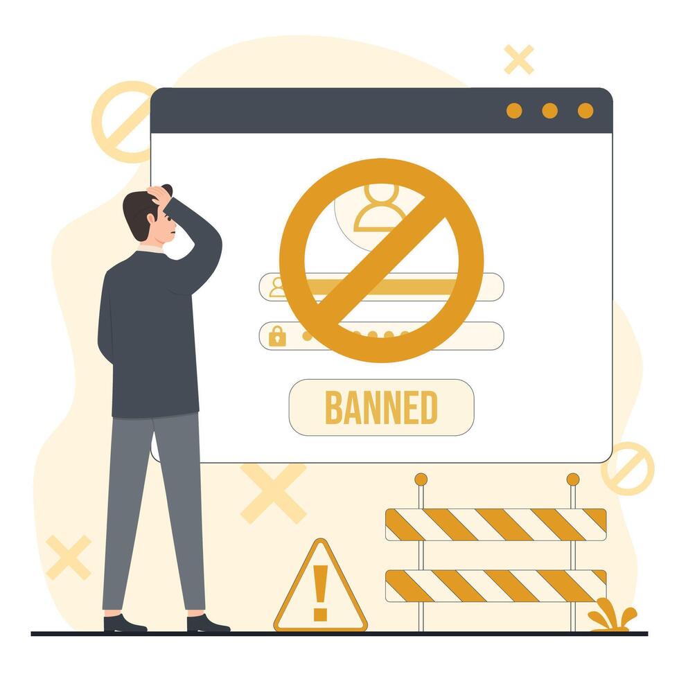Banning is a common problem for websites vector