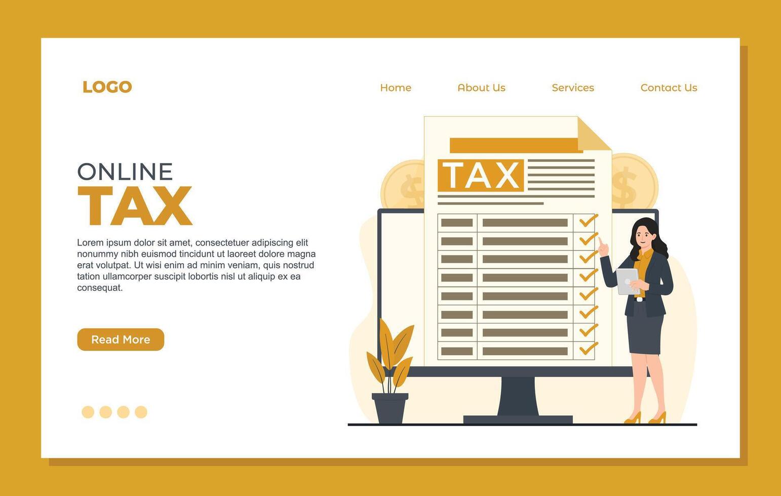 Online Tax Landing Page Templates A Must-Have for Your Business vector