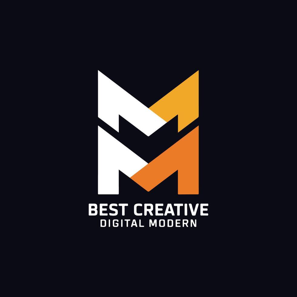 M creative digital modern logo vector
