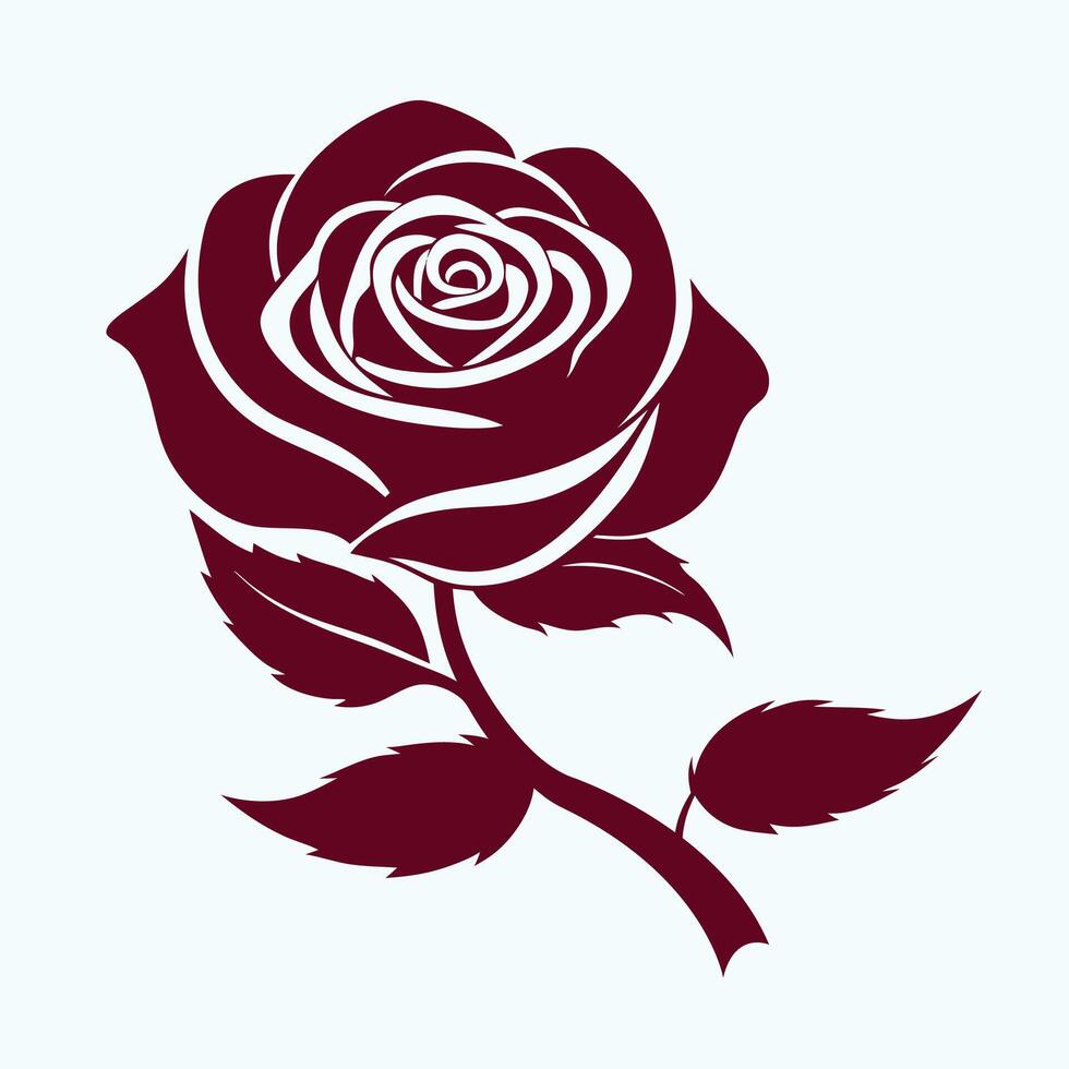Rose Flower Silhouette On Light Color Background vector