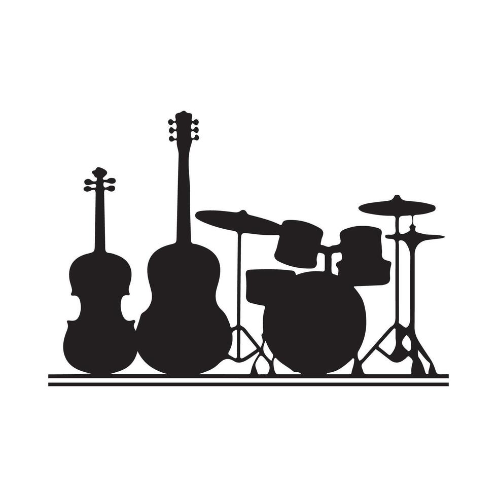 Minimalistic art music Instruments silhouette with white background vector