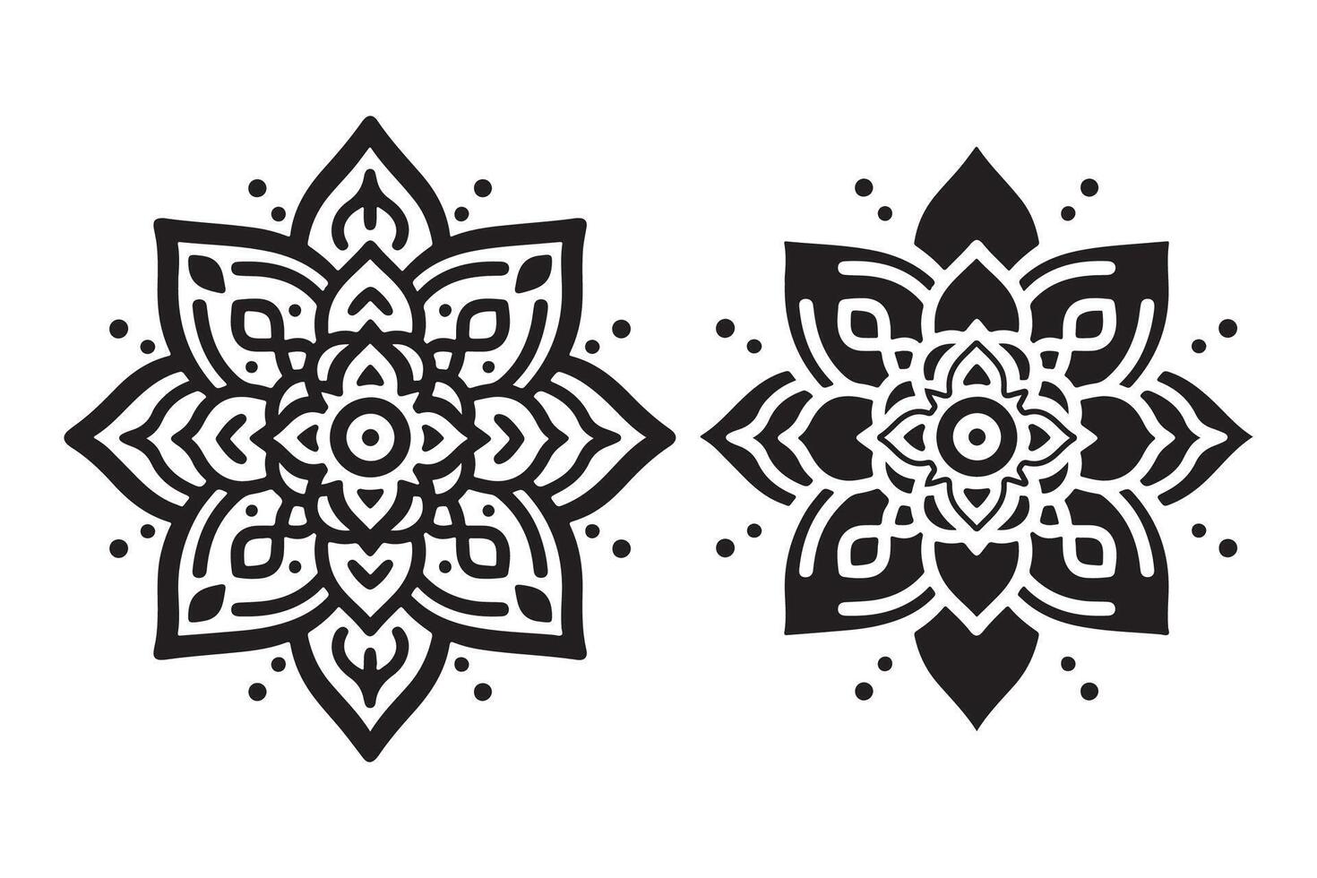 Simple Art Rangoli Mandala silhouette vector