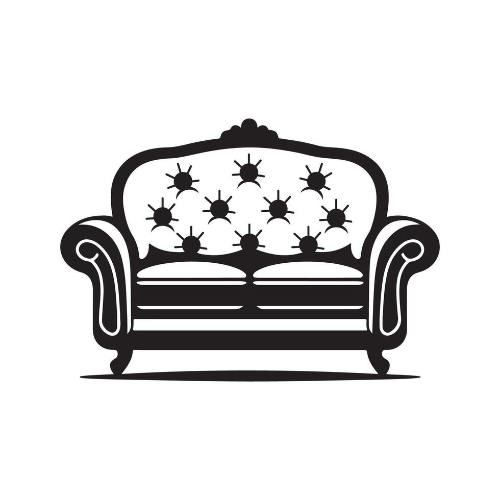 Artistic sofa silhouette with white background vector