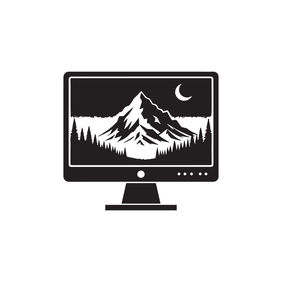 Computer monitor silhouette with white background vector