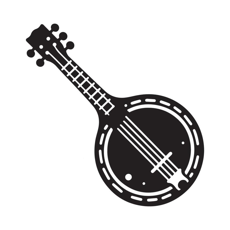 Minimal banjo silhouette with white background vector