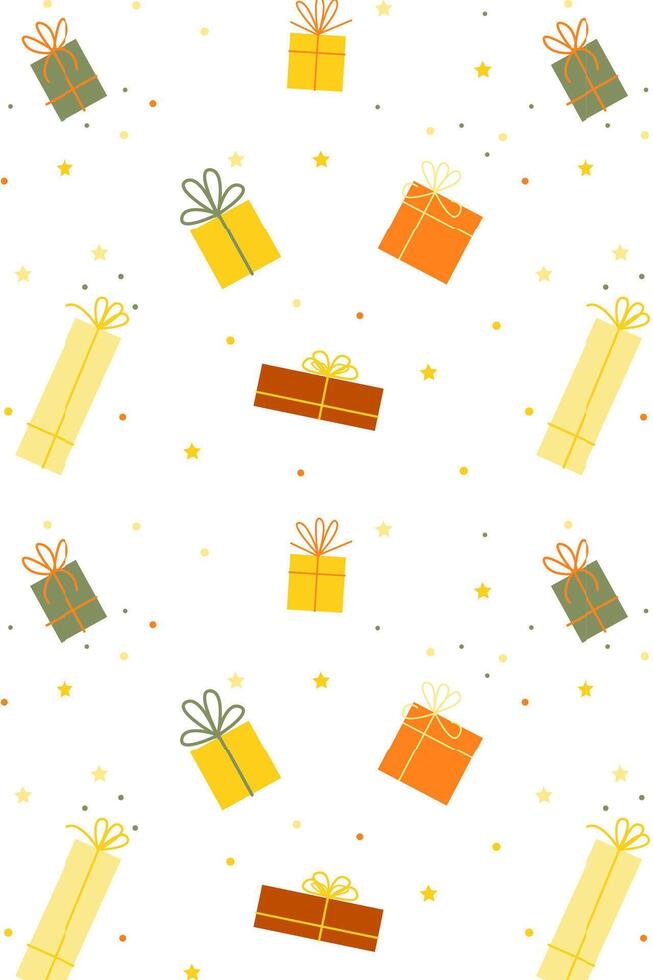 Christmas bright background with various gifts and confetti vector