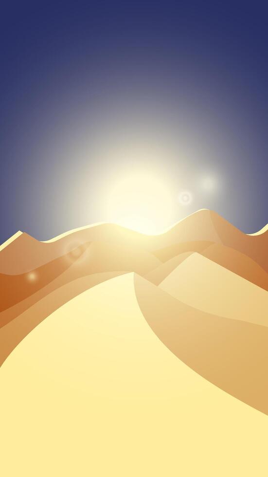 Cover wallpaper for smartphone desert morning sunrise vertical vector