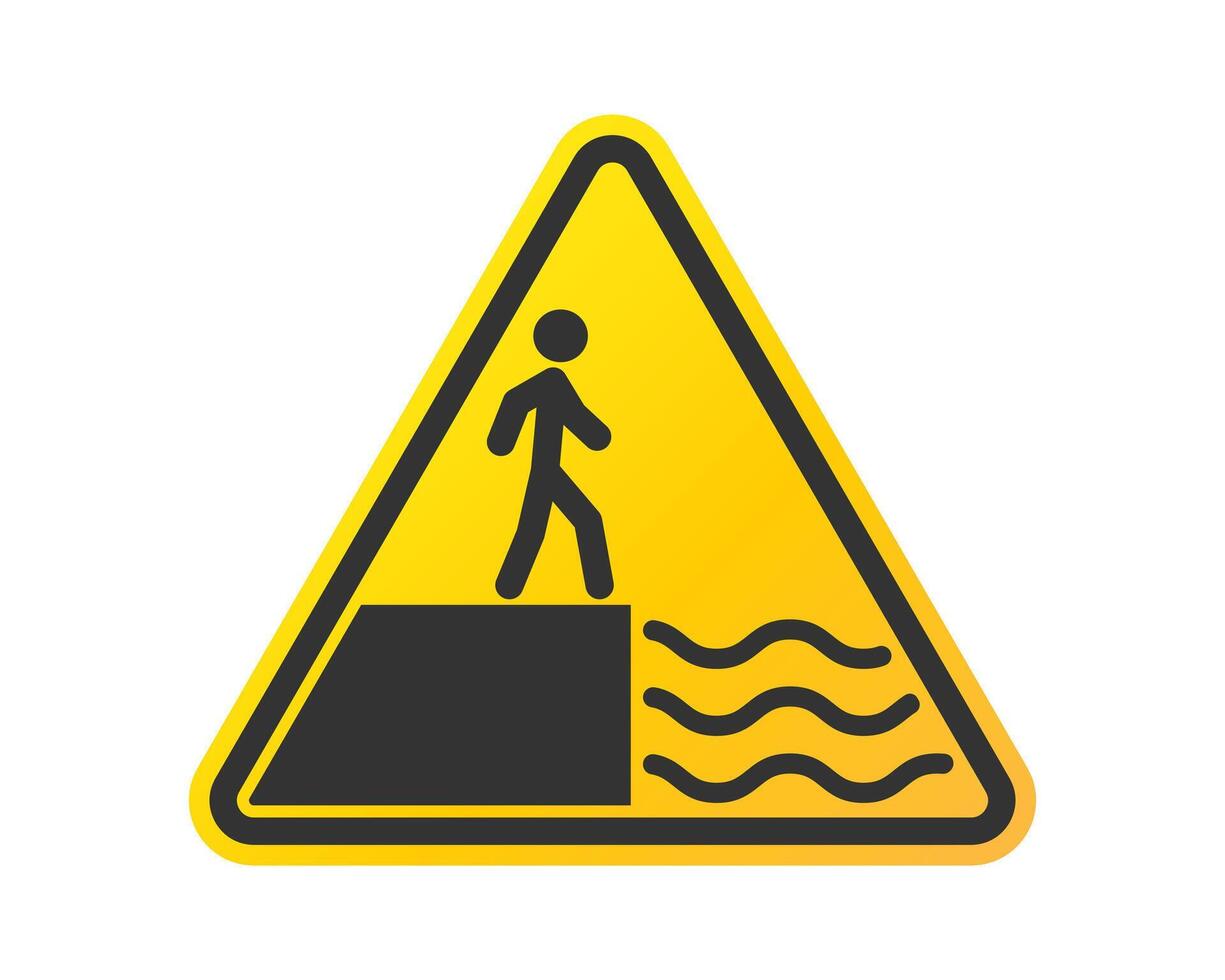 Falling danger sign on white background. Fall down caution hazard icon symbol. High drop. Deep water. illustration image. isolated on white background. vector