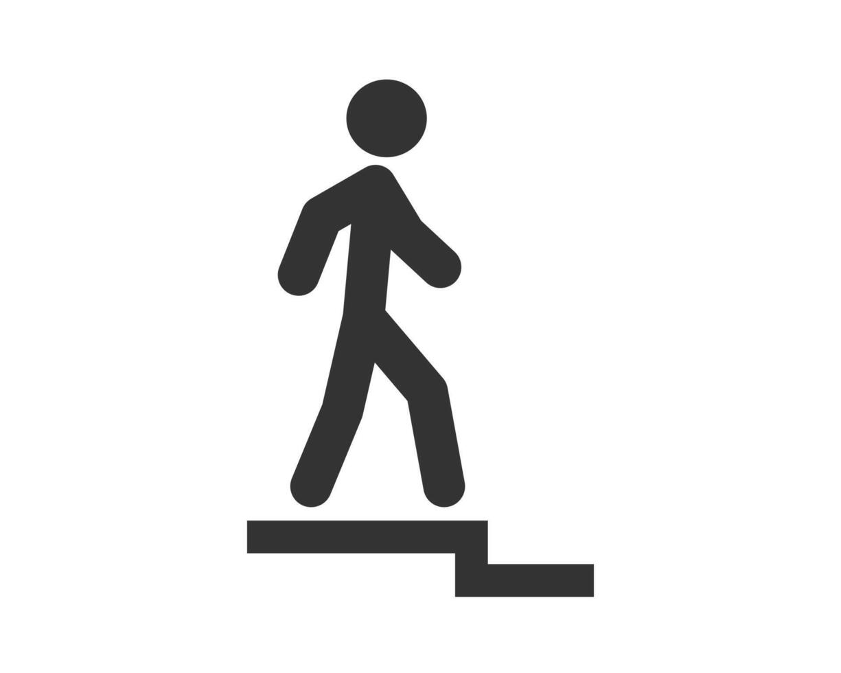 Watch Step Down caution icon symbol. Stairway warning sign. Isolated on background. vector