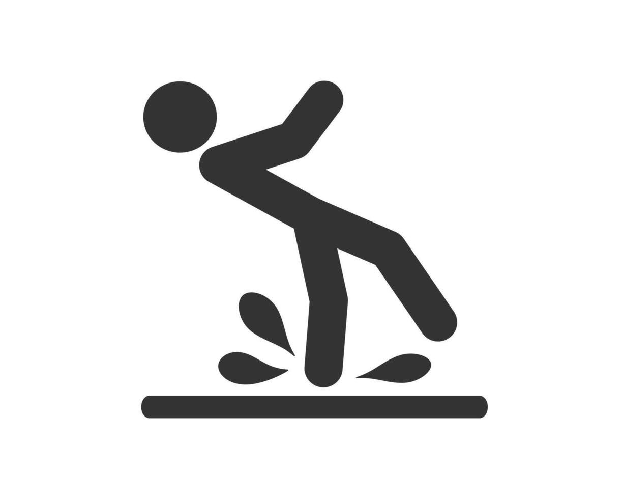 Wet floor sign symbol. Slippery floor Caution orange black sign plate icon. illustration image. vector