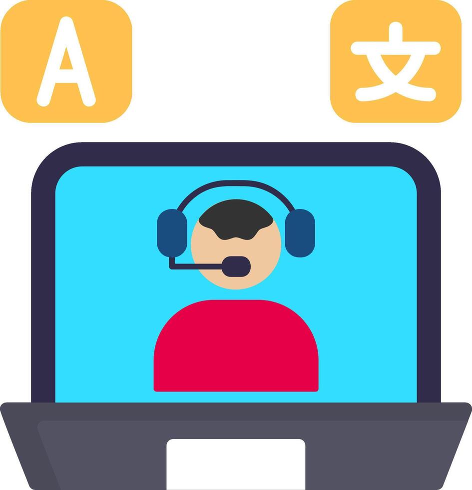 Online Language Teacher Flat Icon vector