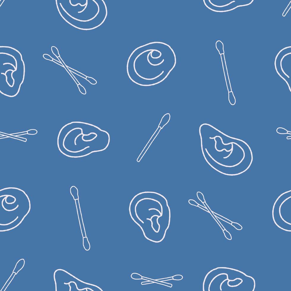 Outline Ear Cotton Bud Seamless Pattern illustration Design vector