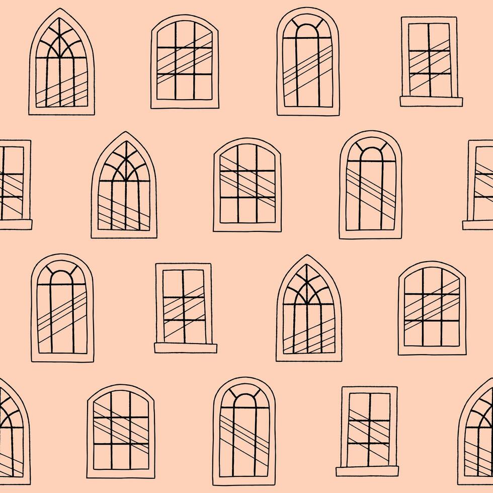 Outline Collection of Window Seamless Pattern illustration for Print, Wallpaper, Decoration. vector