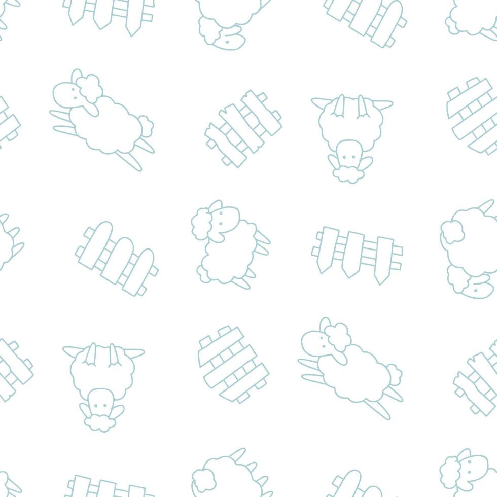 Outline Sheep goat Fence Seamless Pattern illustration for Print, Wallpaper, Decoration. vector