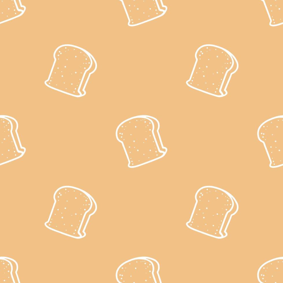 Whole wheat bread cartoon hand drawn seamless patterns on Light brown background. vector