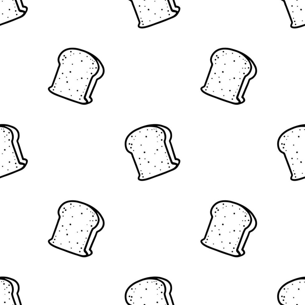 Whole wheat bread cartoon hand drawn doodle seamless patterns. vector