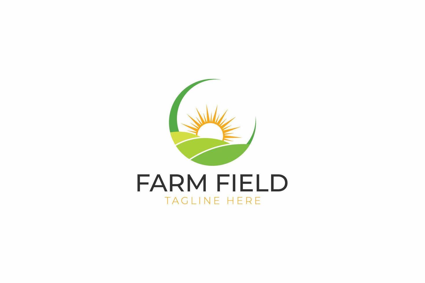 Farm Field Morning Sunrise Abstract Illustration Logo Label vector