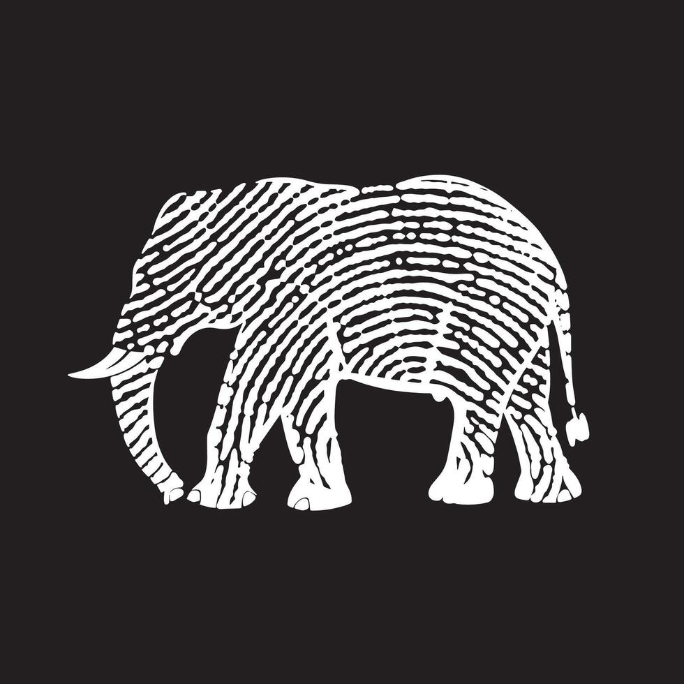 An elephant with a fingerprint on a black background vector