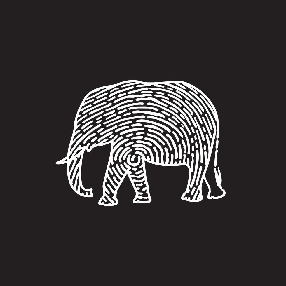 An elephant is shown in a fingerprint pattern vector