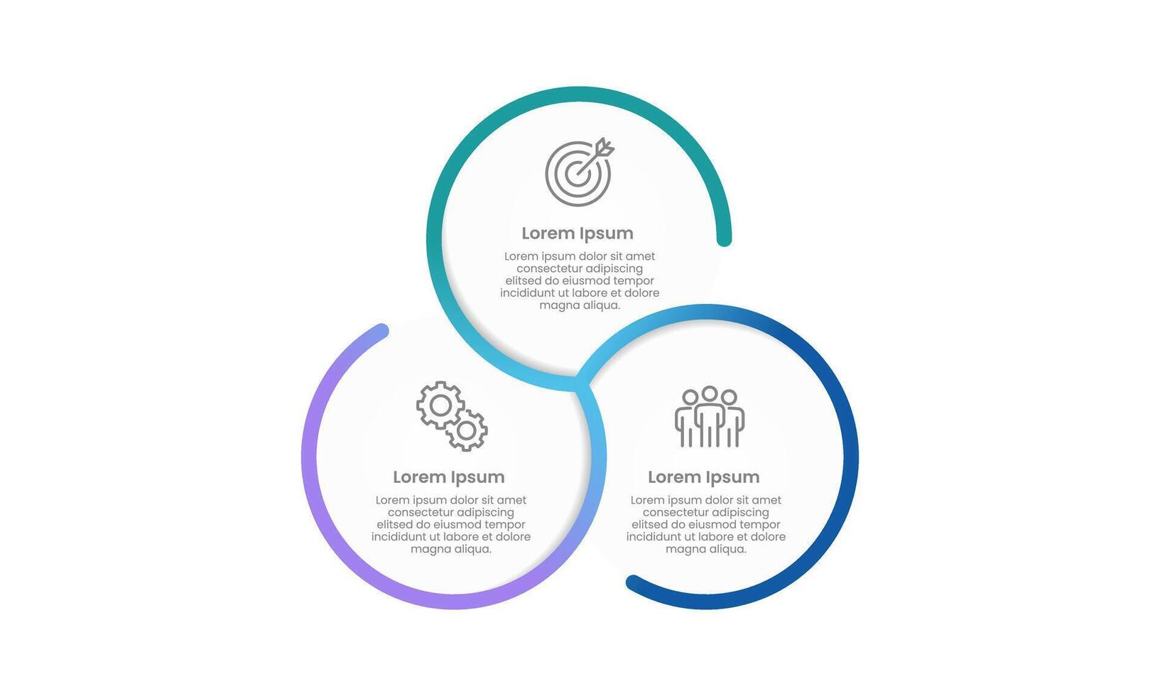 3 circular elements infographic for business process. Business presentation, Workflow and Strategy. vector