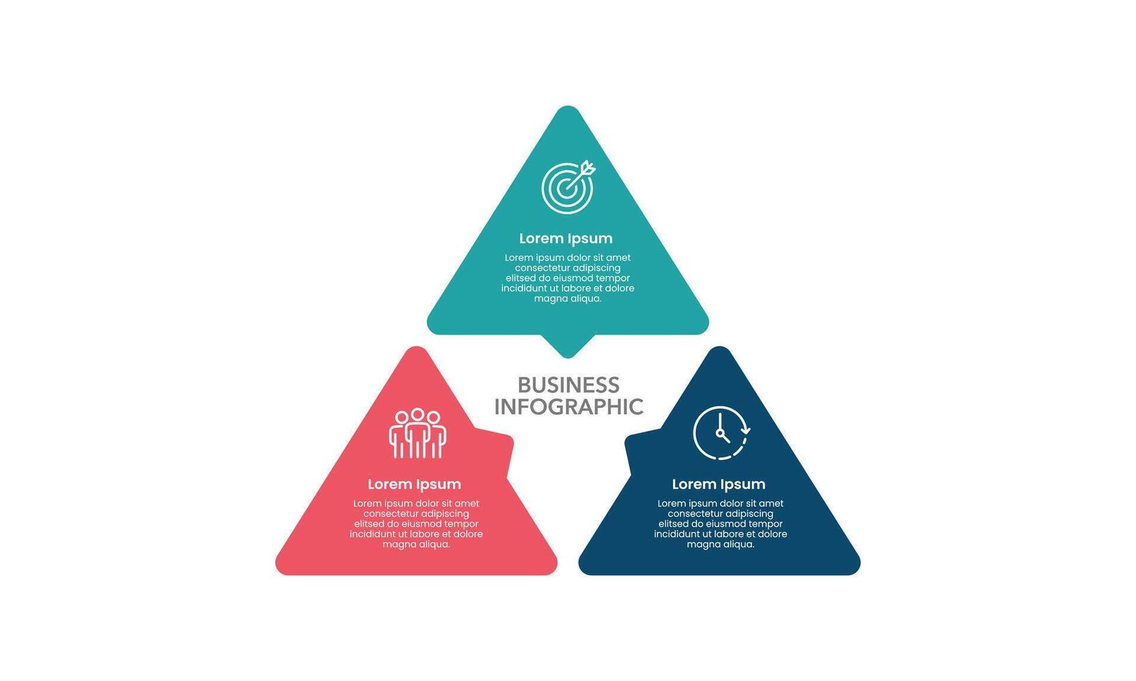 3 options Infographic elements triangle design template. Business presentation, Banner, Poster, Brochure and Strategy. vector