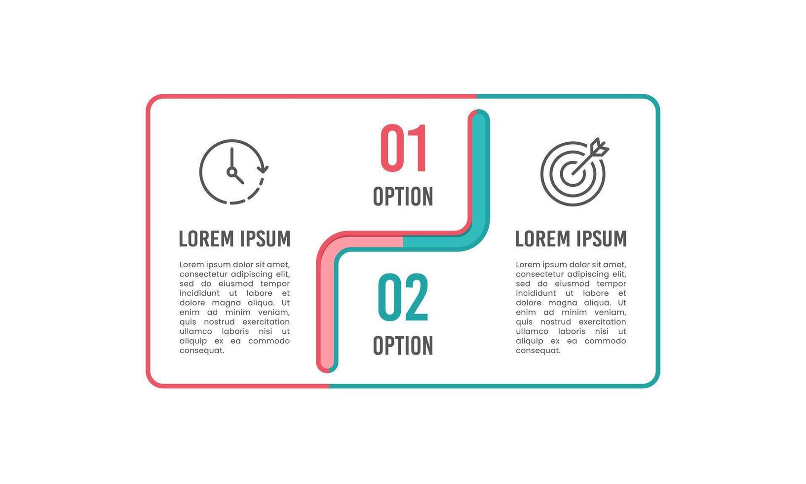 2 Options infographic line square template. Business presentation, Marketing, Planning and Strategy. vector