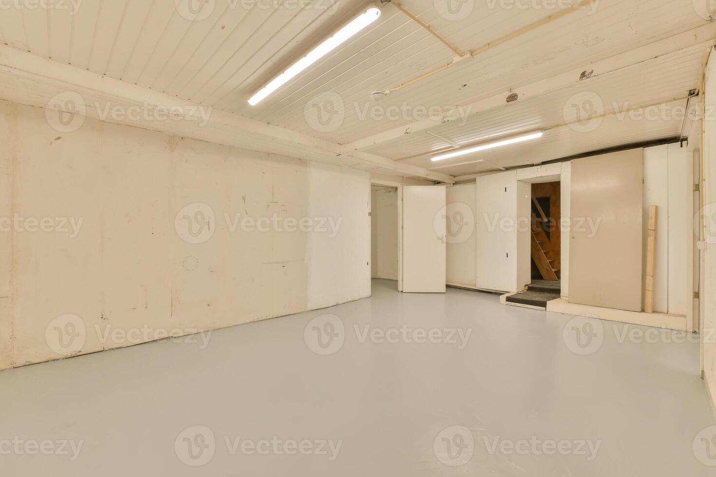 An empty room with a door and a light photo