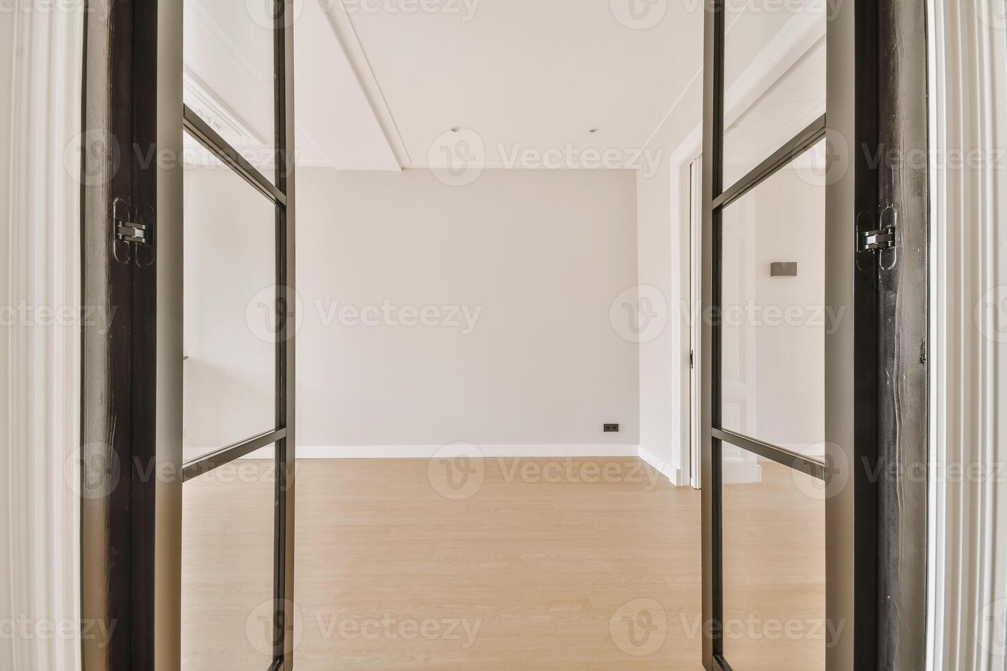 A room with a door that is open to the outside photo