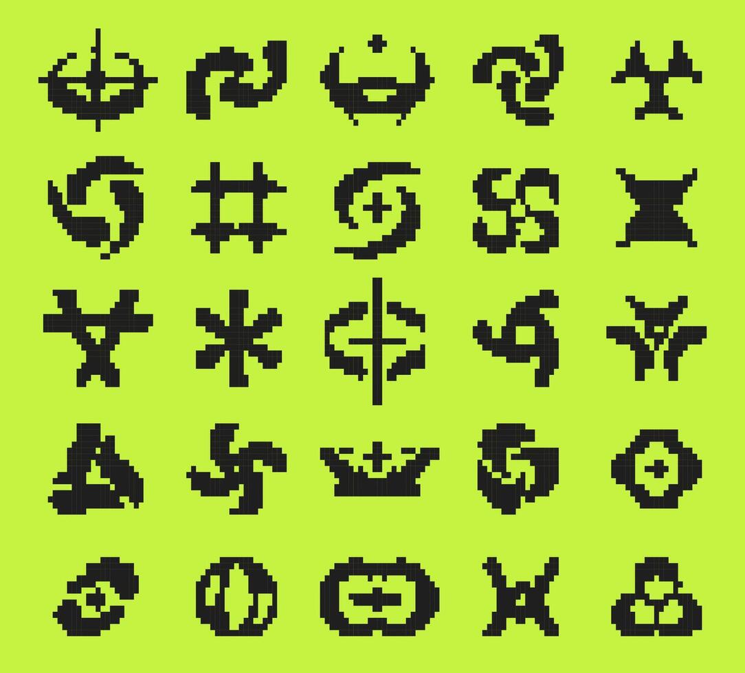 Y2K pixel style asset. 8 bit abstract shapes vector