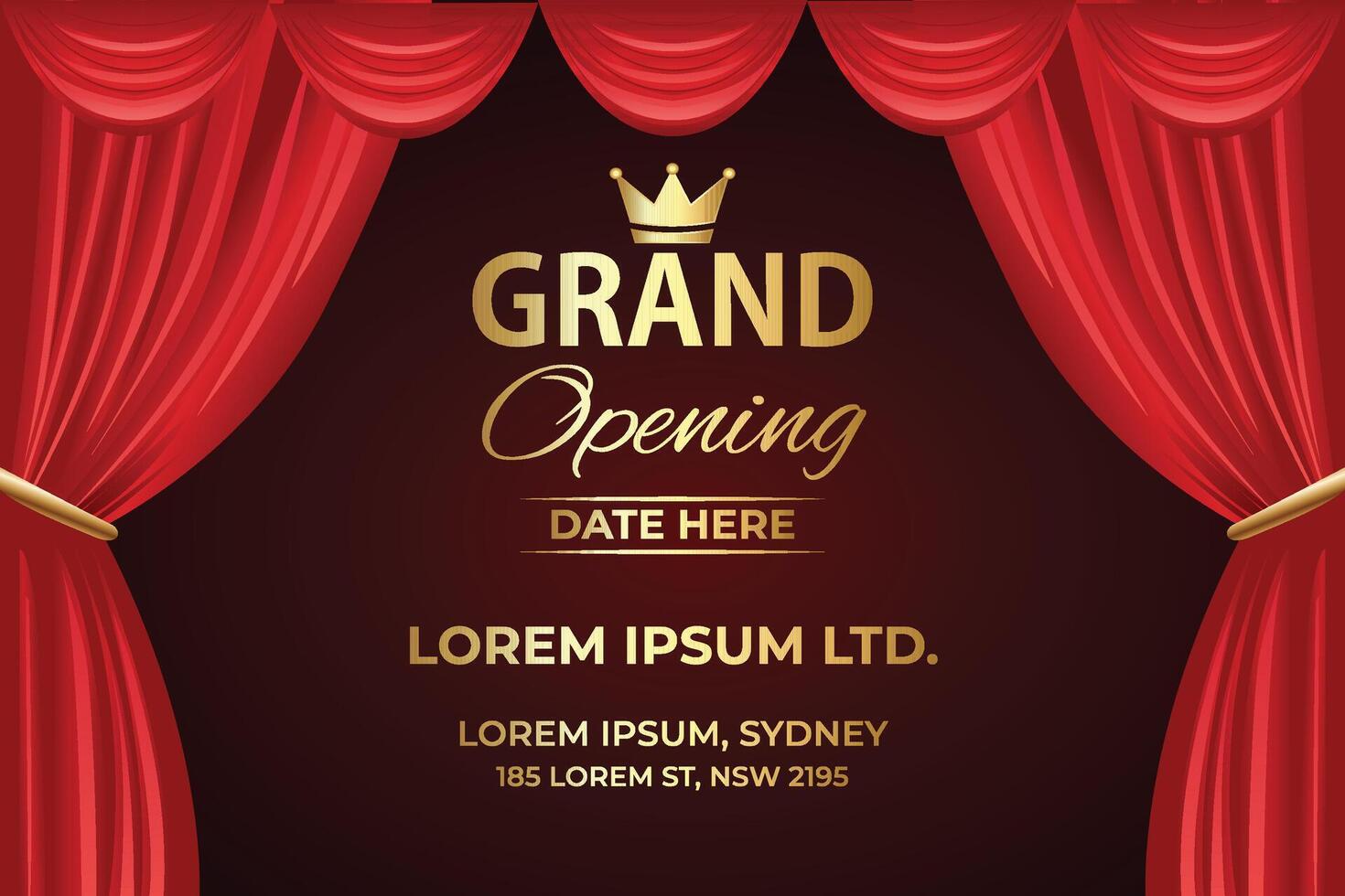Luxury Grand Opening Banner with Red Stage Curtain vector