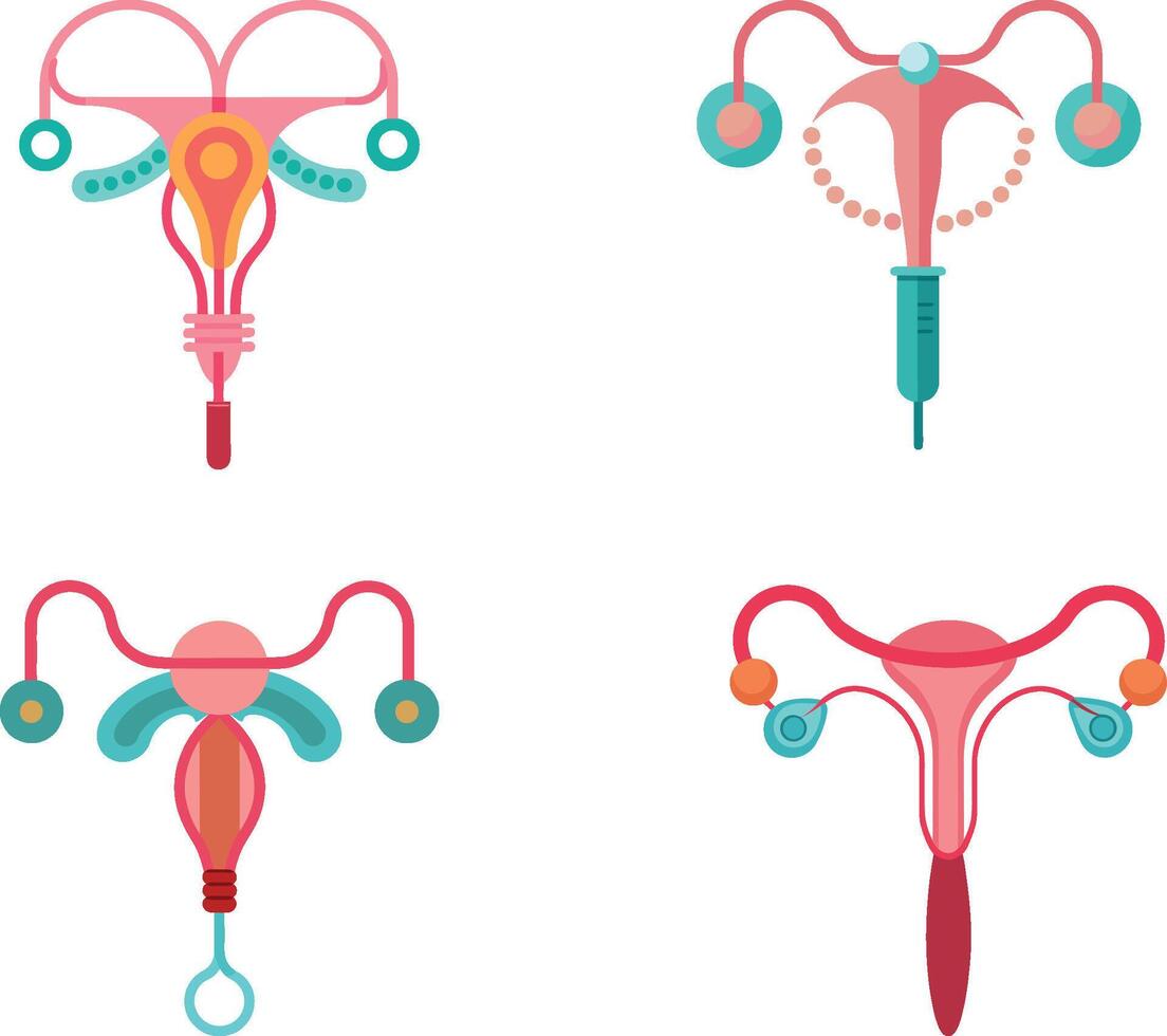 hormonal IUD set design vector