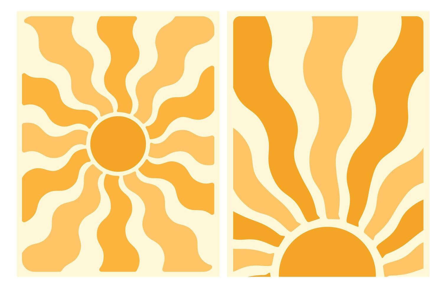 Abstract Sun Illustration with Wavy Rays in Two Variations vector