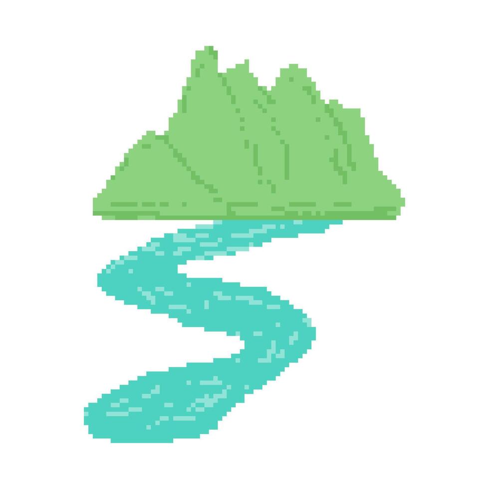 long blue river pixel art vector