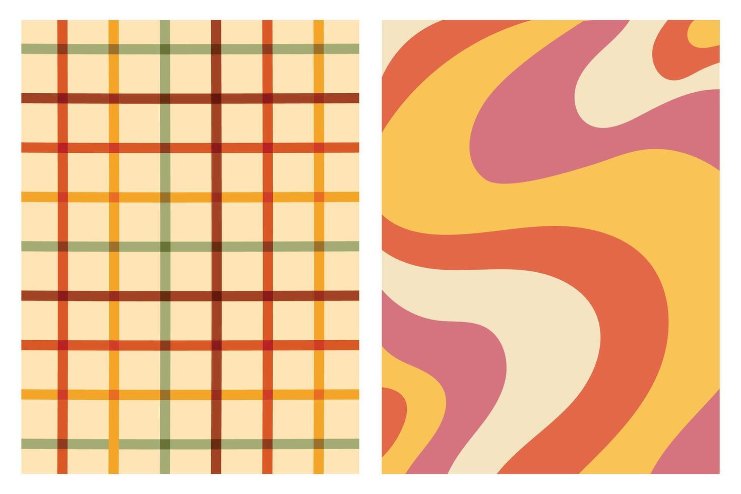 Abstract Geometric Pattern with Plaid and Wavy Lines in Earthy Tones vector