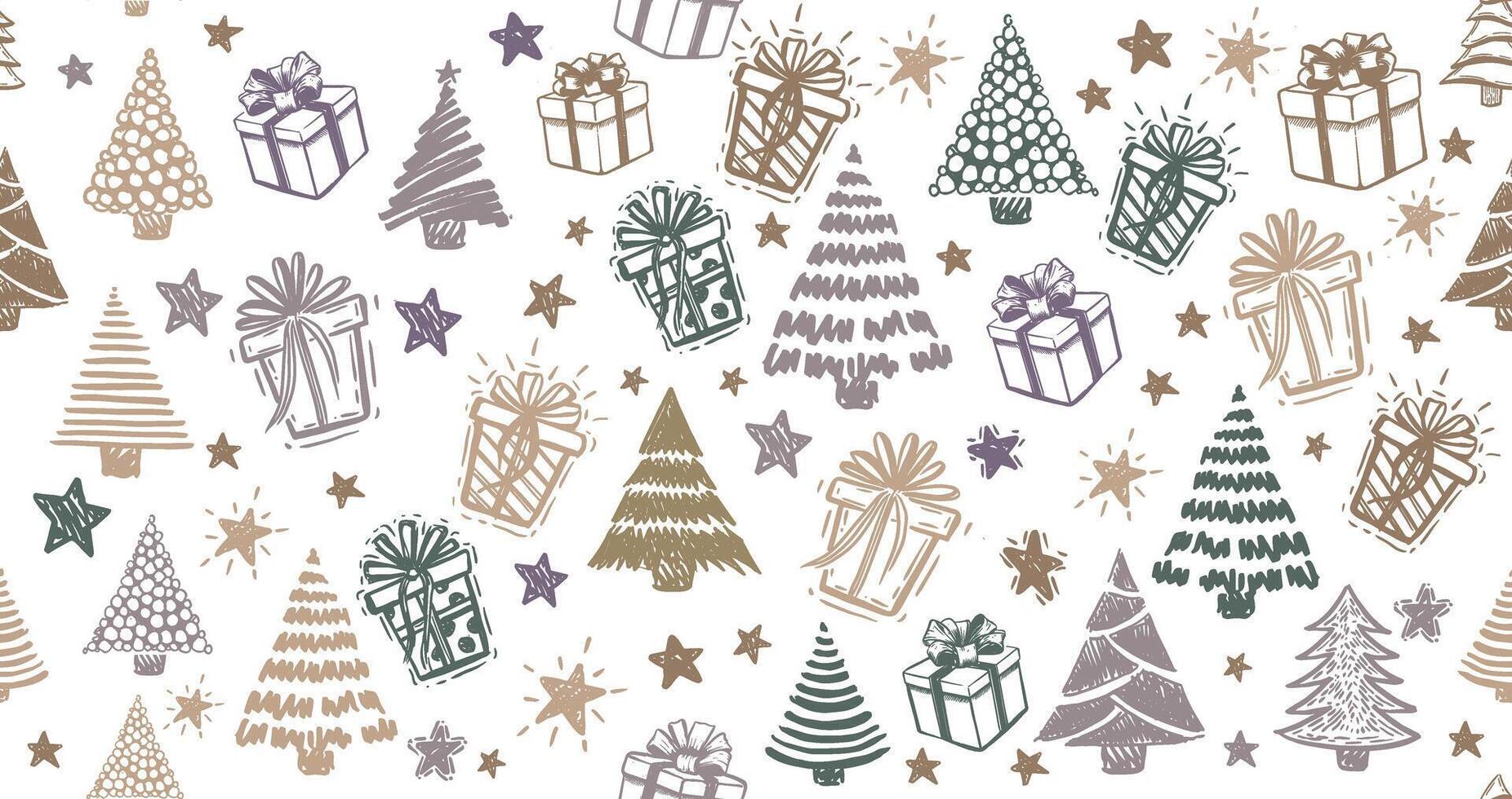 Christmas tree on white, New Year set, hand drawn illustrations. . vector