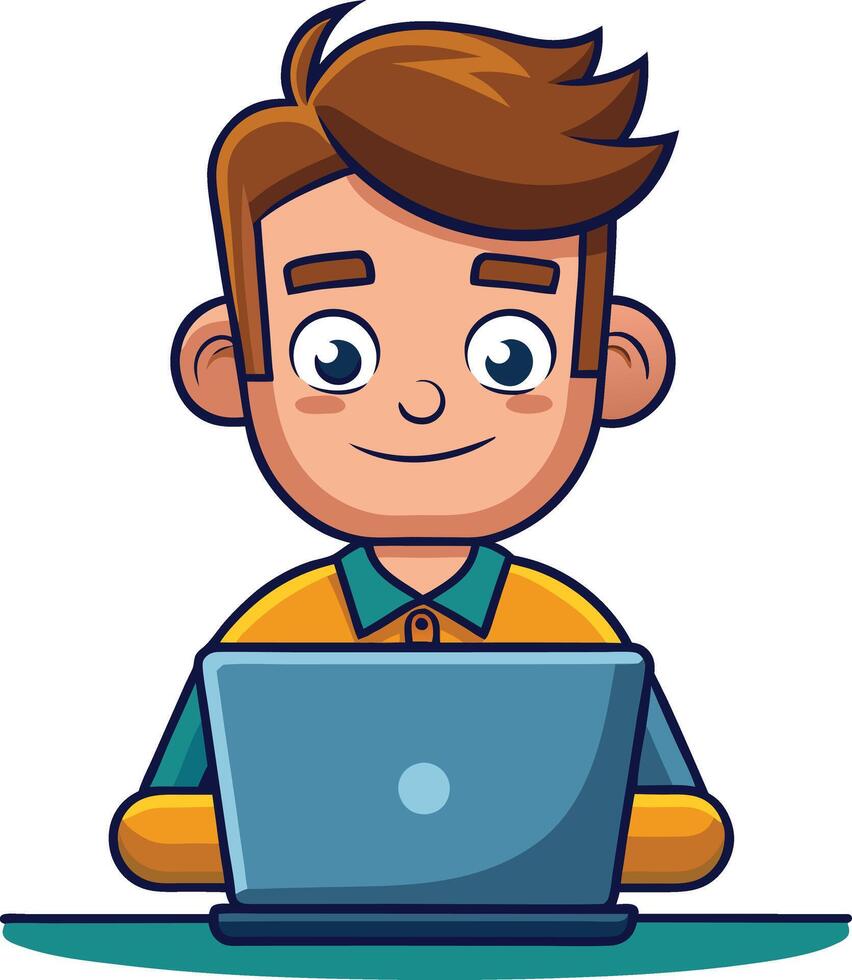 Man using laptop illustration cartoon character vector