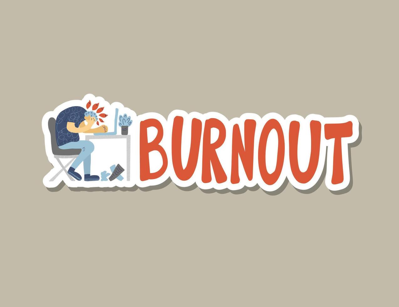 Burnout concept. person at the table. vector